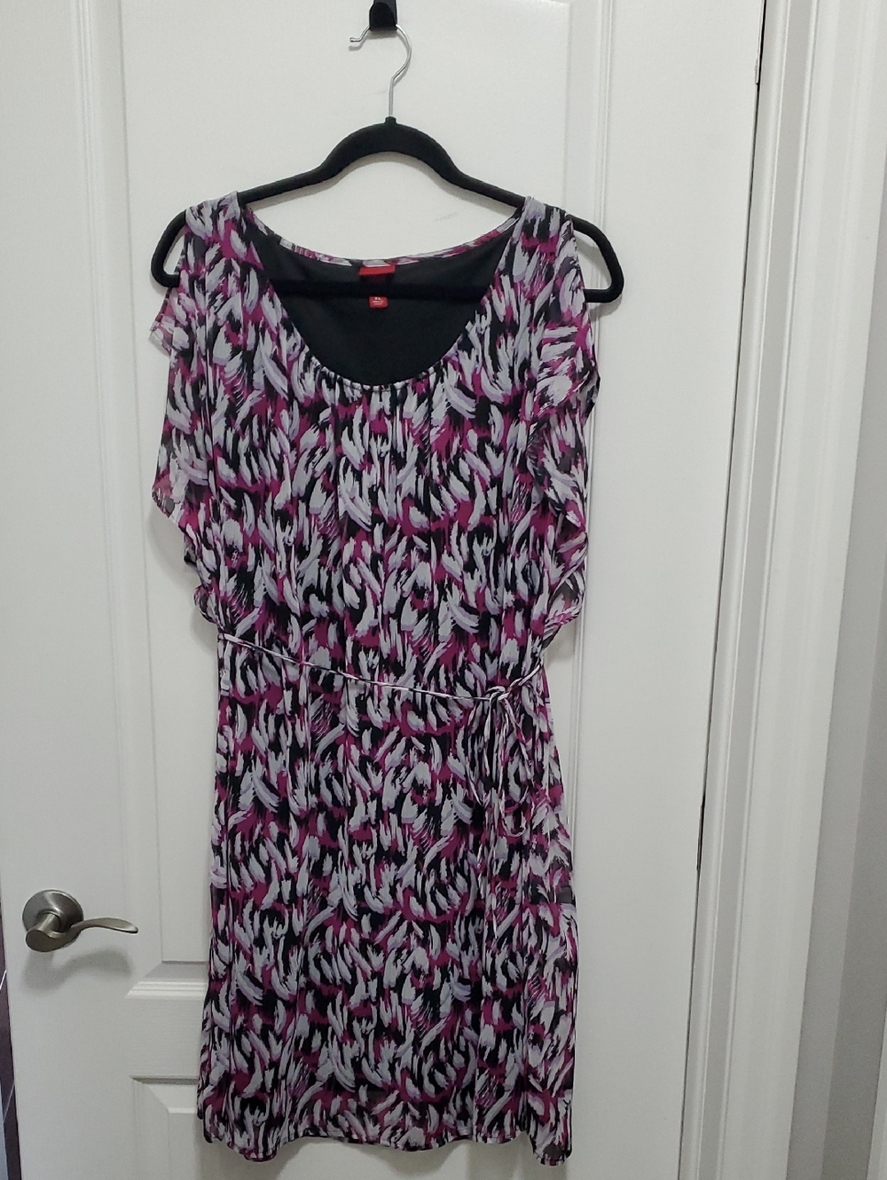Merona Purple Black White Printed Midi Dress